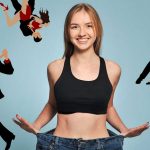 Slim girl in jeans large size